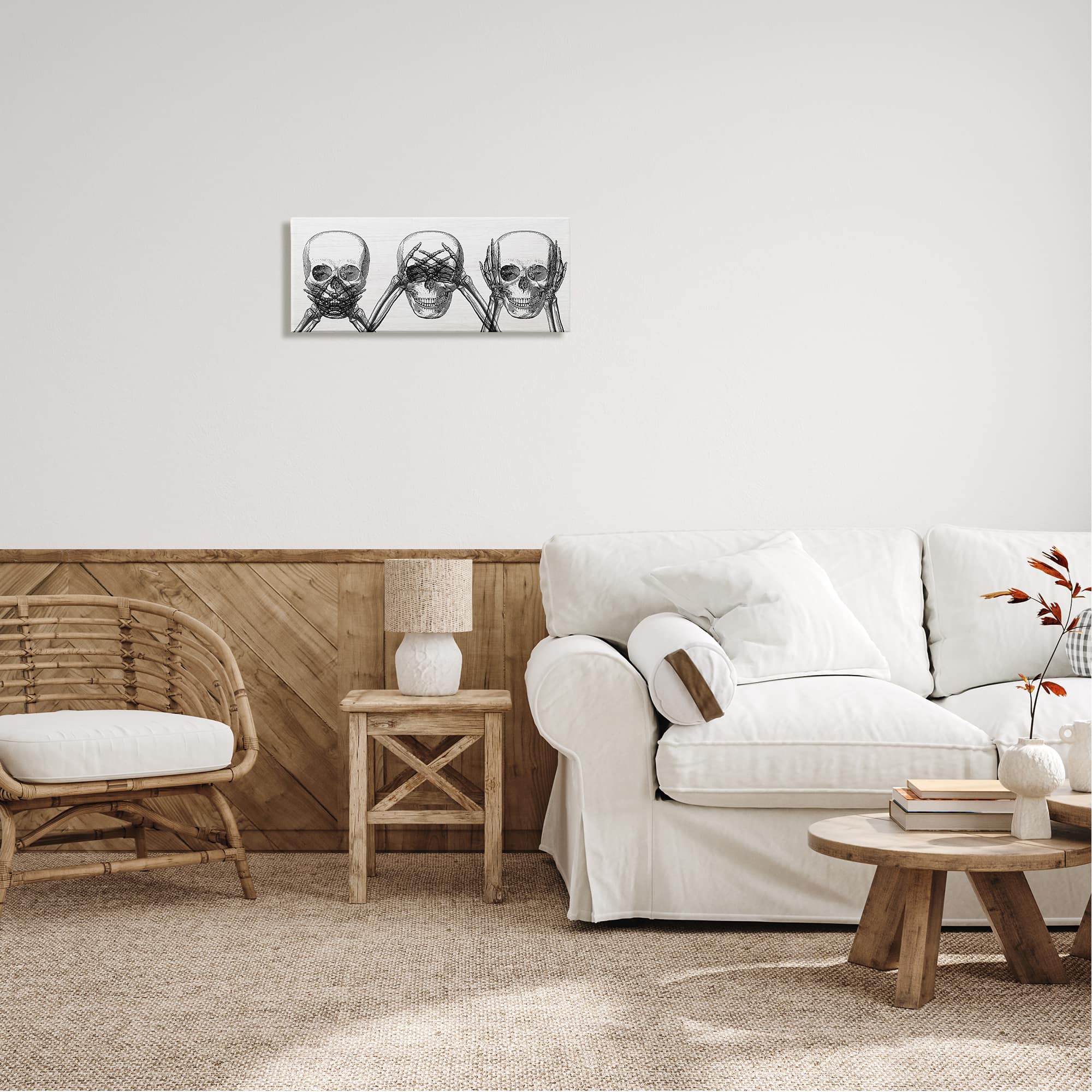 Stupell Industries Speak See Hear No Evil Skulls Canvas Wall Art